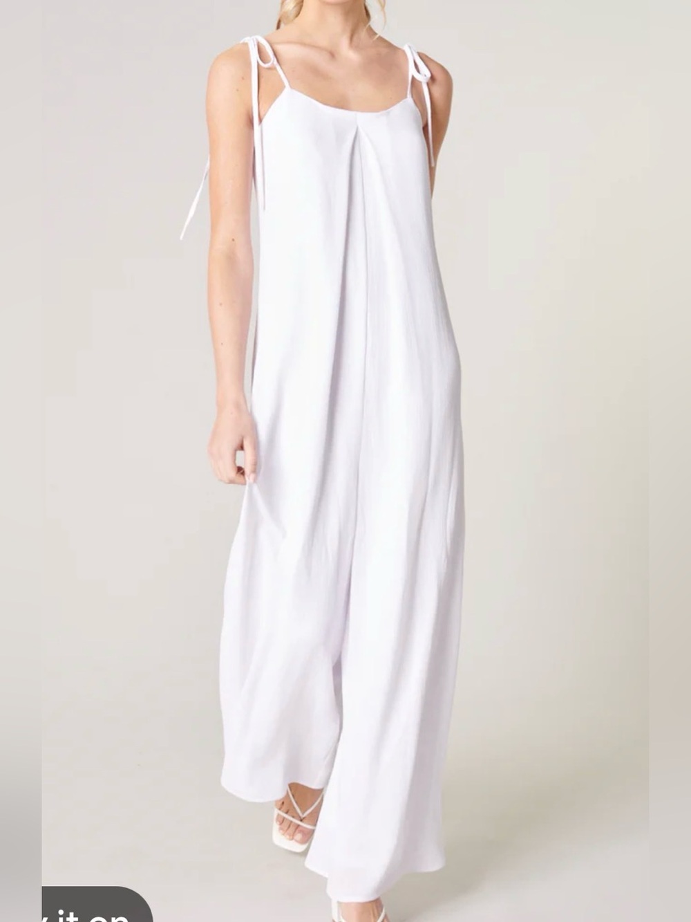 Sugarlips White Tie-Strap Wide-Leg Jumpsuit